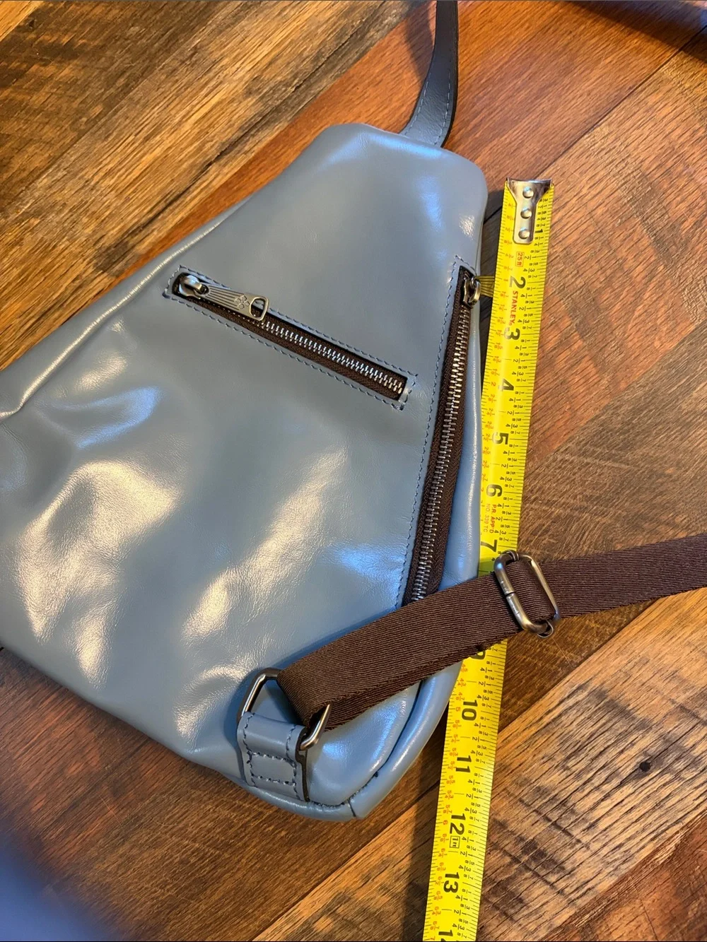 Patricia Nash Blue Leather Sling Bag with Braided Detail